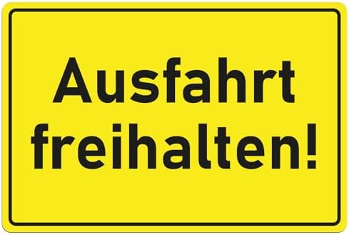 Schild Ausfahrt freihalten in Warngelb - 30x20cm - wetterfestes Alu-Dibond Hinweisschild Warnschild Verbotsschild in Signalgelb - kratzfest, UV-Schutz
