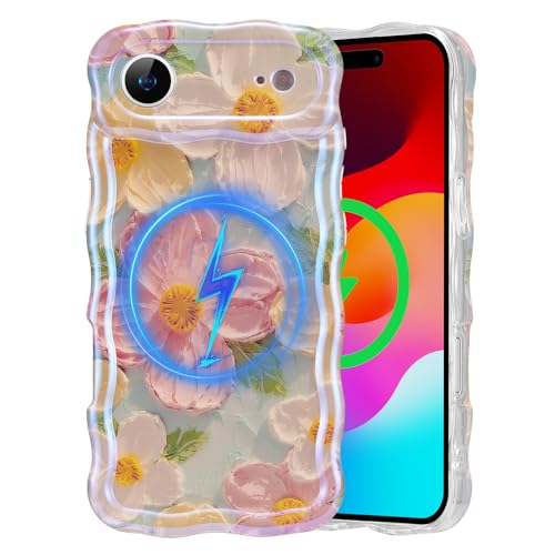 Coque iPhone Air durable MagSafe motif artistique fleur verte