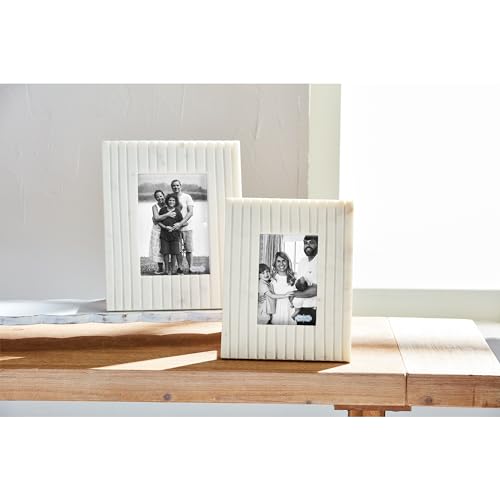 Mud Pie 4X6 White Stripe Marble Frame thumb #1