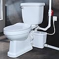 Macerating Toilet with Pump, 750W Two-Piece Upflush Toilet For Basement, Powerful & Quiet Macerating System With 3 Water Inlet & Ac Vent, 36ft Vertically, Elongated Bowl