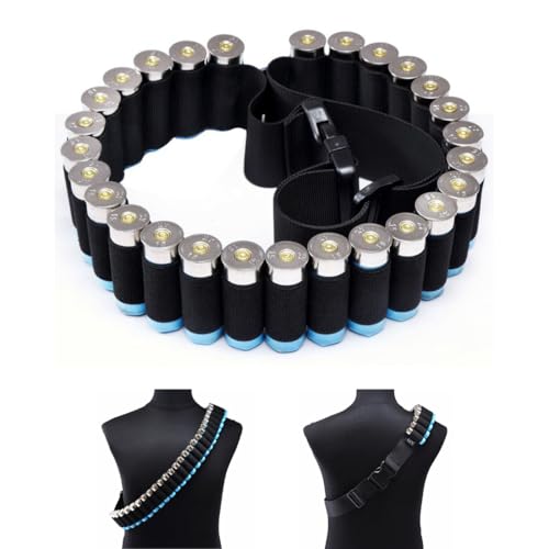 Aililong Patronengürtel 12GA-Klopfer Gürtel 27-Loch-Schnapsgürtel 130 cm Nylon Bullet Belt mit Quick Release Design für Jagd und CS-Spiele
