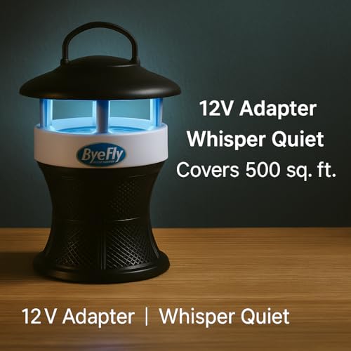Image of Bye-Fly Electric Mosquito Trap with UV Light Insect Attractor | Silent Fan Suction Bug Trap for Home & Bedroom | 12V Electric Indoor Insect Trap | Compact Easy Clean Mosquito Control Device