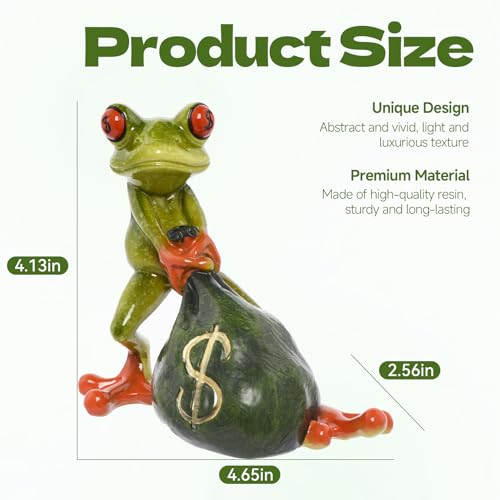 Figura decorativa rana de resina Feng Shui para escritorio miniatura 2