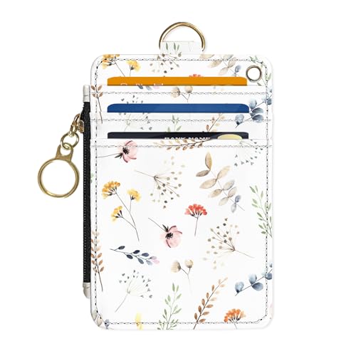 DATOUCAT Carteira fina com porta-cartão de crédito, carteira feminina pequena com bolso frontal com zíper, couro sintético fino para viagem, bloqueio de RFID, janela para identidade, presentes