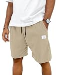 TARAINYA Mens Corduroy Shorts Cotton Drawstring Men's Summer Stretch Casual Short with Pockets Light Khaki L
