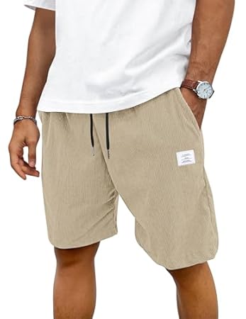 TARAINYA Corduroy Kurze Hosen Herren Baumwolle Kordelzug Shorts Hose Sommer Stretch Mit Taschen