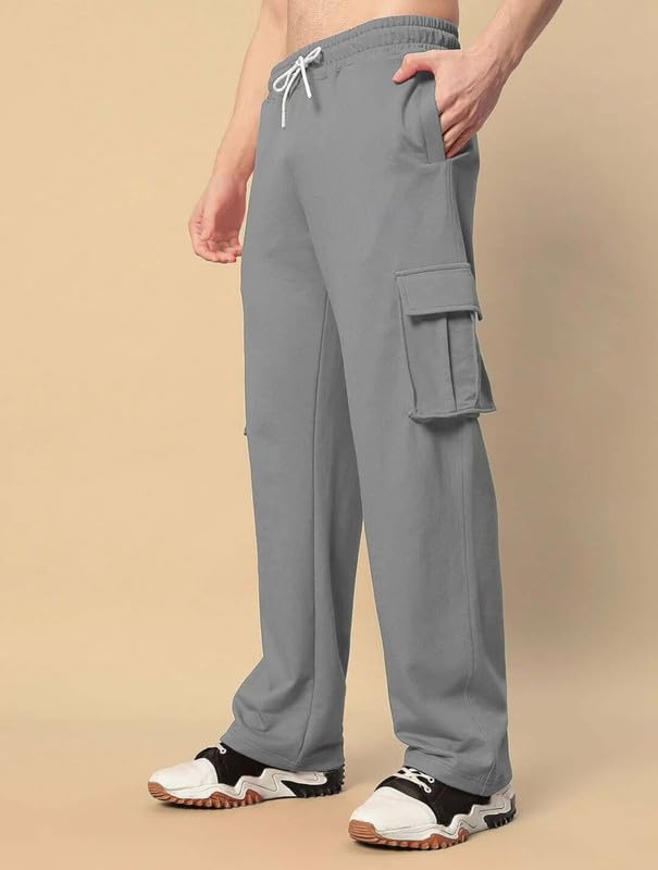 Image of Imsa Moda Light Fit Straight Fit Cargo Track Pant for Men | Lower for Men | Gym Trackpants