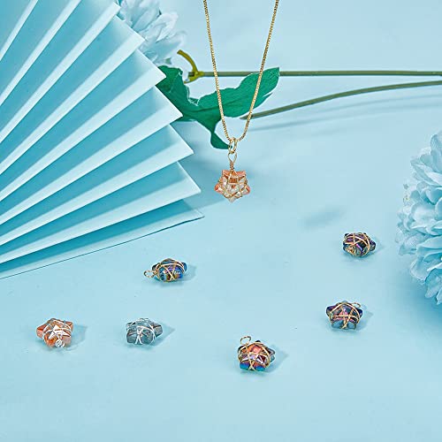 SUPERFINDINGS 40Pcs Glass Star Charms Wire Wrapped Star Pendants AB Color Electroplate Glass Charms Mixed Color Crystal Dangle Charm for Earring Bracelet Necklace Jewellery Making,Hole:1.5-2mm - Image 4