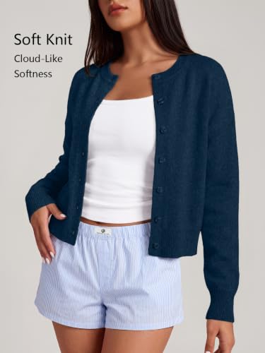 Image of Trendy Queen Cropped Cardigan Sweaters for Women Fall Fashion Clothes 2026 | Lightweight Knit Button-Down, Y2K Open-Front Layering Piece for Fall, Spring & Office Wear