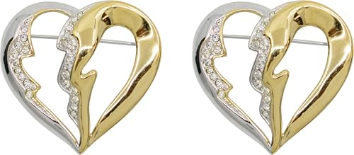Image of Set of 2 Brooch Lapel Pins With Rhinestones