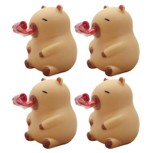 Juguete para apretar de capibara, 4 piezas de juguetes elásticos para aliviar el estrés, juguet-e blando d-e capibara con lengua que sobresale, divertidos juguet-es sensoriales d-e capi-bara para niño