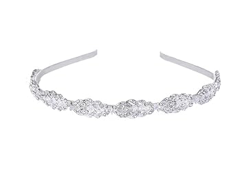 Fodattm Wedding Party Rhinestone Flower Crown Headband Hair Band Bridal Crystal Headpiece Headdress Hair Accessories for Brides and Bridesmaids Silver