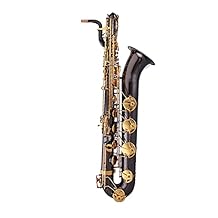 Baritone E Flat Saxophone Brass Black Nickel Plated Student & Professional Sax with Mouthpiece and Hard Case