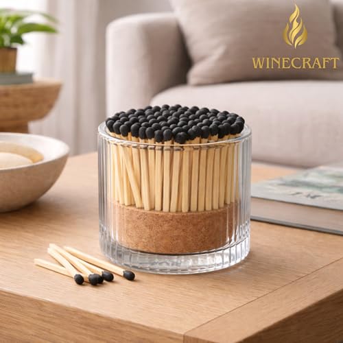 Image of 150 Count | 2 inch Black Matches | Strikers Included | Color Tip Wooden Match | Refill for Matchstick Jars, Candle Display, Holders & Bottles | 2 in inches Long