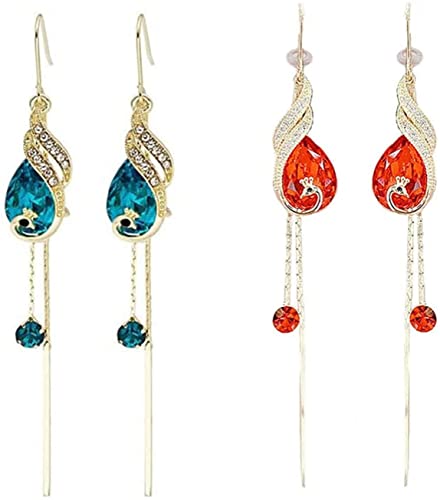 Boucles d'oreilles en forme de paon, boucles d'oreilles tendance avec crochet d'oreille en forme de phénix, boucles d'oreilles élégantes et rétro en...