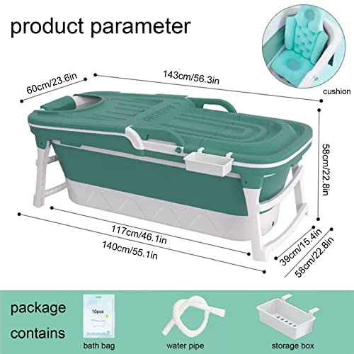 Bathtubs Collapsible Bathtub For Adult Freestanding Bathtub Soaking Bath Tub Portable Bathtub With Cushion Folding Bathtub For Indoor And Outdoor Hot Ice Bath Pp And Tpe Bath Tub (Size : 1.43M/56.3In #TOP5