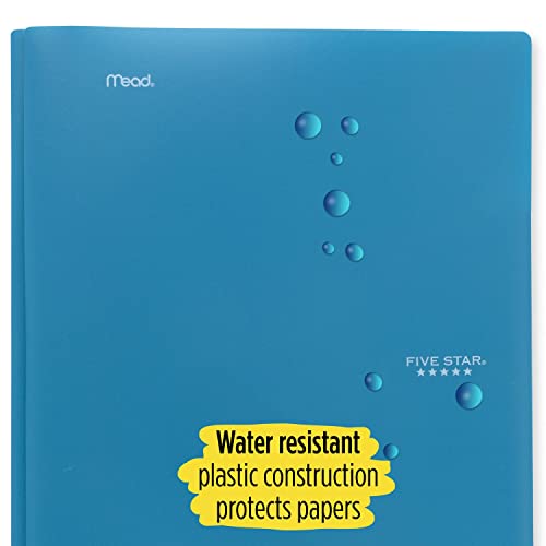 Five Star 2-Pocket Folders, 4 Pack, Plastic Folders With Prong Fasteners, Holds 11” X 8-1/2”, Assorted Colors (38136) #TOP4