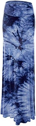 Lock and Love Women's Casual High Waist Solid/Tie Dye Fold Over Flowy Long Maxi Skirt