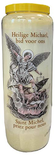 San Michele Candela di preghiera a vasetto Novena 18 x 7 cm 100% Vegetale Combustione 9 giorni - 216 ore