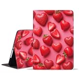 POIUYTREW Case for iPad 5th/6th Generation (9.7-inch, 2017/2018), iPad Air/iPad Air 2 Case, PU Leather Folio Smart Cover with Stand & Auto Wake Sleep, Strawberry