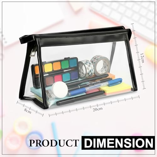 Image of GLUN Transparent Stationary Pouch with Zipper Closing for Girls & Boys, Organizer for School, Collage, Office, Cute Cosmetic Bag for Women, Multi-Purpose White Colour Pouch Pack of 1