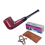 手彫りローズウッドタバコパイプ 布製バッグとスタンド付き クラシックな喫煙パイプ 9mmフィルター対応 ストレートハンドルタイプ お祖父様、ご主人、ご友人、初心者に