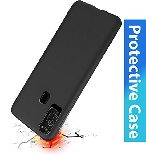 Image of TheGiftKart Imported Matte Soft Back Cover Case for Samsung Galaxy M21 2021 Edition / M21 / M30s | Camera Protection Bump | Protective Rubberised Case (Carbon Black)