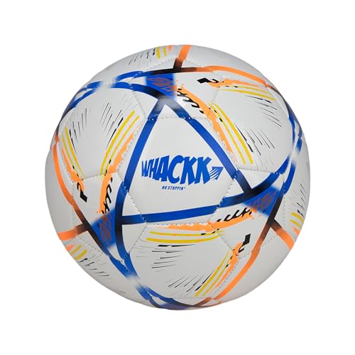 Image of WHACKK Football Size 5 Soccer Ball Hand Stitched for Practice & Training - Original PVC Waterproof. 3 Layered Ideal Sports Ball for All Ages on Ground, Grass and Turf (Hagi, Navy Orange)