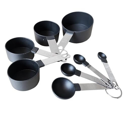 Rightox 8-Piece Measuring Spoons & Cups Set - Stainless Steel Handle, Durable BPA Free Plastic, with Engraved Measurements for Baking and Cooking (8 Pieces) - Image 4