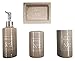 Natural No2 Deluxe Set de salle de bain 4 pièces en céramique naturelle avec distributeur de savon, porte-brosse à dents, porte-savon