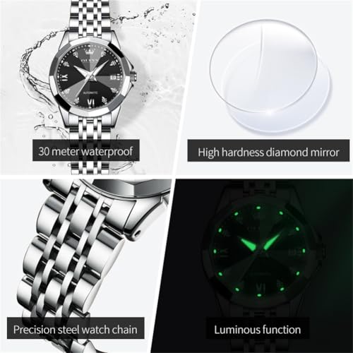 Image of OLEVS Womens Watches Automatic Luxury Dress Ladies Watch Ceramic Strap Rose Gold Self Winding Female Wrist Watch