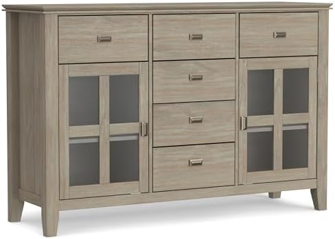 SIMPLIHOME Artisan Buffet - 54 inch Wide Solid Wood 3-Door Sidebo...