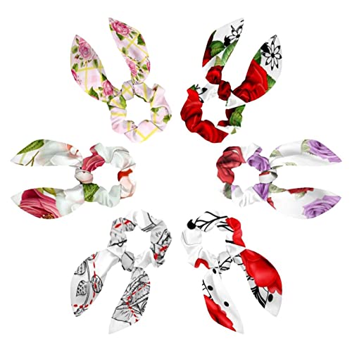 Lot de 6 chouchous en satin ruban lapin pour coiffure bohème au bureau ou en soirée entre amies