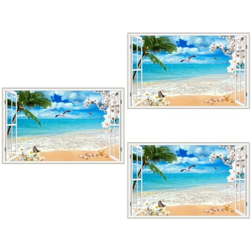 3 Pz Sfondo Della Spiaggia Scena Del Tramonto Dellalbero Tela Di Fondale Panno Da Parete Di Carta Da Parati Del Viaggio Di Vacanza Marino Viaggiare Foto Palma