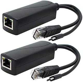 ANVISION 2-Pack Gigabit PoE Splitter, 48V to 5V 2.4A Micro USB Ethernet Adapter