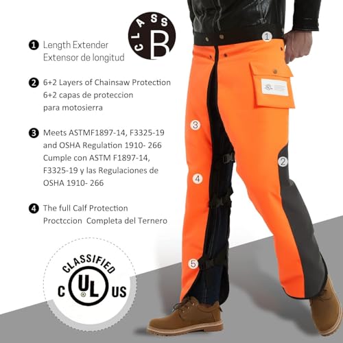 ZELARMAN Chainsaw Chaps Apron Wrap 8-layer for Men/Women Loggers Forest Workers Protective Chain Saw Pants Adjustable