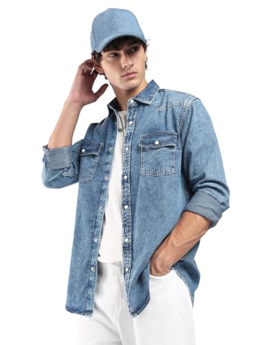 Image of INKD Men's Regular Fit Shirt - 100% Cotton | Casual Shirts for Men | Full Sleeve