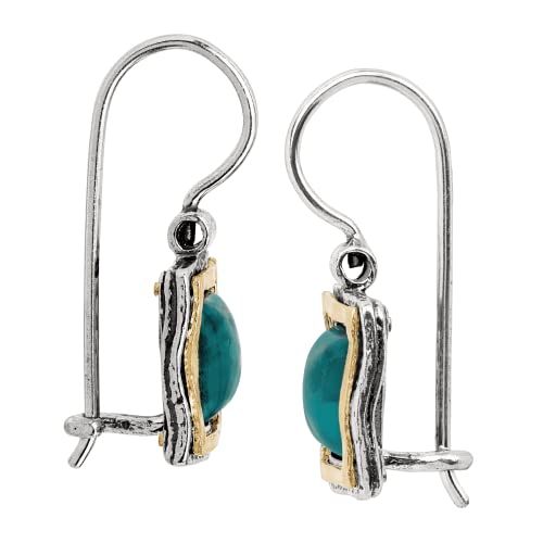 Silpada 'Emerald Lake' Compressed Turquoise Drop Earrings In Sterling Silver & 14K Gold Plate #TOP2