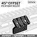 45 Degree Offset Mount, Picatinny Rail Adapter 3 Slots Offset Scout Light Mount for Flashlight, Optic Sight, Scope（2pack）
