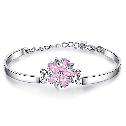 Cadeaux de bijoux d'anniversaire de mariage : bracelet exquis rose en argent 925