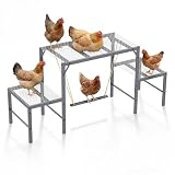 Magicfly Chicken Perch Swing in Coop, Metal Chicken Roosting Bar for Pet Chickens' Health and Happiness, Large Capacity for 10-12 Chickens, Chicken Toys Accessories for Backyard Farms, Grey