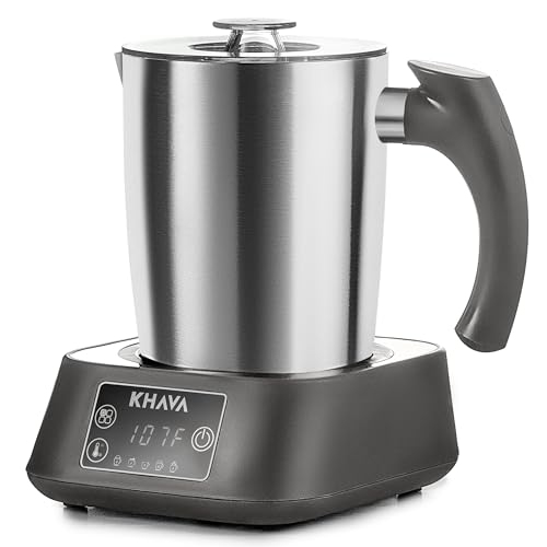 KHAVA 5-in-1 Electric Milk Frother & Steamer, 17oz Stainless