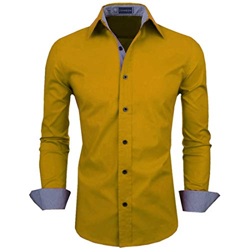 Image of Zombom Men's Solid Cotton Blend Regular Fit Full Sleeve Collared Neck Casual Shirt for Men