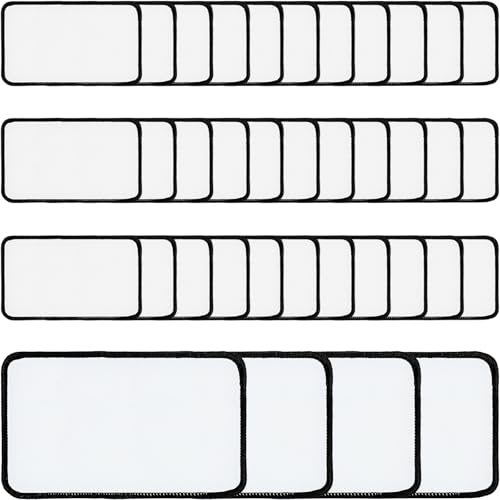 iFForce Sublimation Blanks Patches - 40 PCs Rectangle Large Iron-on Patch with Black Border - Strong Adhesive Badges for DIY Hats Backpack T-Shirt Project