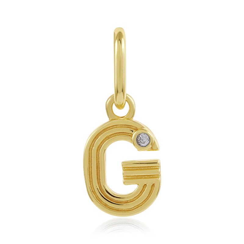 925 Sterling Silver Initials Charm with White CZ Stone for Women | Gold-Plated | Grooved Letter Detail | Jump Ring | Personalised Gift for Women and Girls | With Certificate of Authenticity and 925 Stamp | 6 Month Warranty-image-32