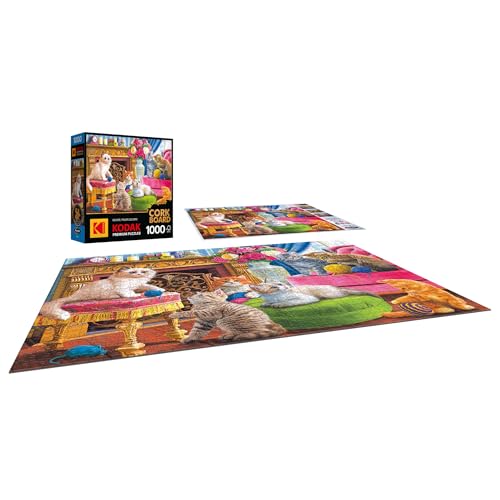 RoseArt Kodak Premium Cork Rompecabezas de 1000 piezas para adultos - Kittens by the Fireplace miniatura 3
