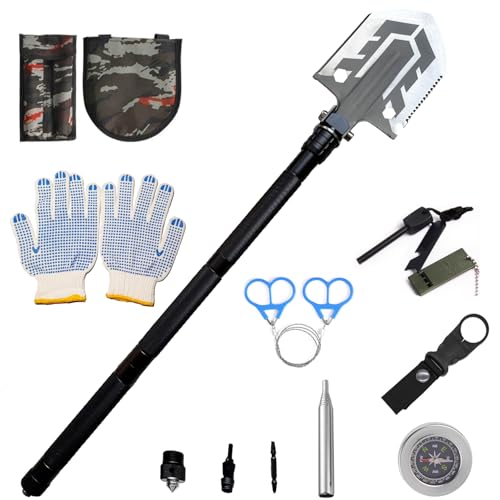 Backpacking Trowel Folding Survival Shovel, 180 Degree Tactical Multifunctional Camping Shovel - Unbreakable Military Shovel for Backpacking, Hiking, Hunting, Car Emergency (Black2)