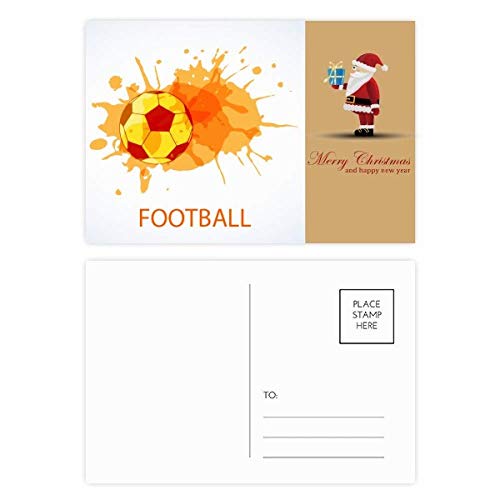 Cartes postales football orange de Noël pour envoyer des vœux originaux à votre équipe de sport