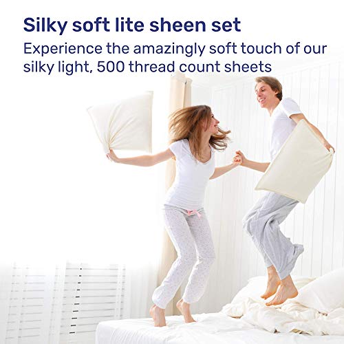 California Design Den 500 Thread Count Ivory King Size 6 Piece Sheet Set, Dobby Damask Stripe Sheets, Smooth Sateen Weave Sheet Set (1 Top Sheet, 1 Bottom Fitted Sheet & 4 Pillowcases) #TOP1