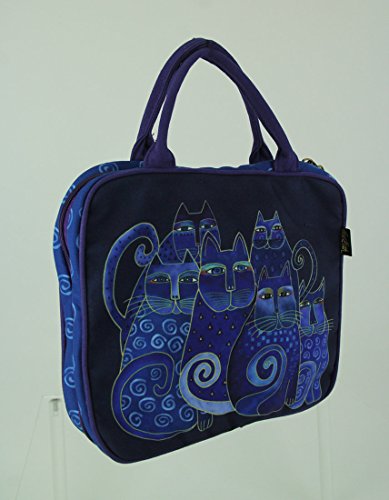 Laurel Burch Indigo Cats Cotton Cosmetics Travel Tote miniatura 2